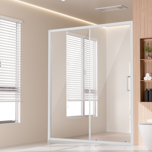 

Semi-frameless Shower Door 57.7-59 x 70 in SGCC Tempered Glass 1/4in Chrome