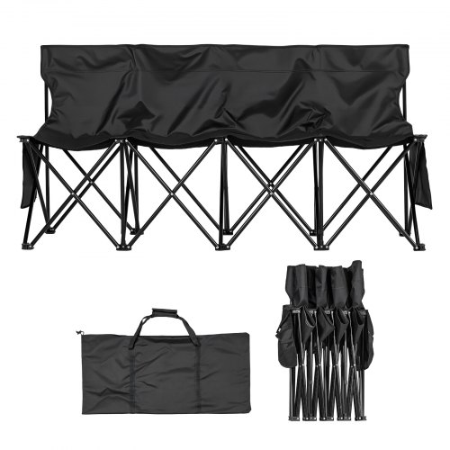 VEVOR Folding Chair Sports 4 Seat Sideline Team Bench with Sidebag & Carry Bag