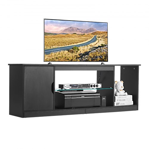 

VEVOR TV Stand for TVs up to 65 in Modern Entertainment Center with Glass Shelf