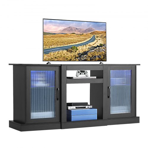

VEVOR TV Stand for TVs up to 65 in Modern Entertainment Center with Glass Doors