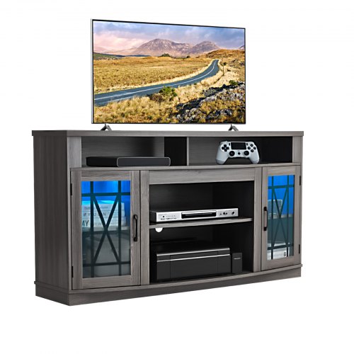 

VEVOR TV Stand for 65 in TVs Farmhouse Entertainment Center with Light Strip