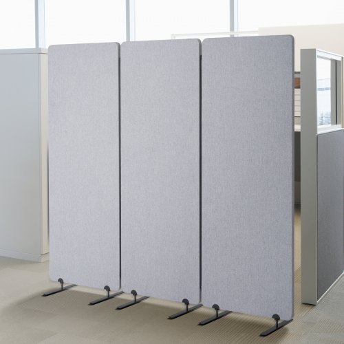 

2FT Room Divider 3 Panel PET Polyester Soundproof Privacy Screen Grey