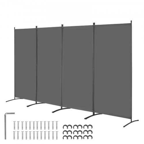 

VEVOR Room Divider, 4 Panels Room Divider, Folding Privacy Screen and Portable Partition Divider for Room Separation, Freestanding Room Partitions for Office, Bedroom, Study, Grey