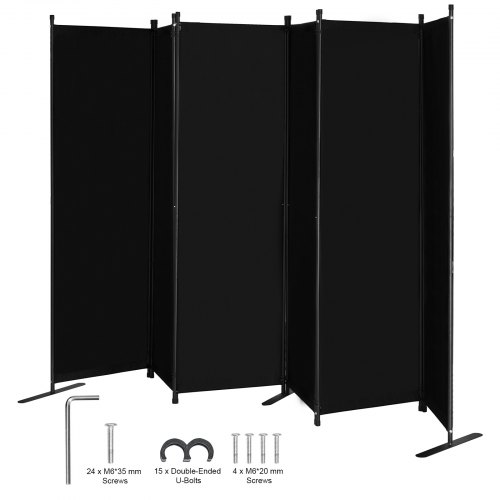 

VEVOR Room Divider 6 Panels Fabric Room Privacy Screen for Office Bedroom Black