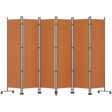 VEVOR 6 Panel Oxford Room Divider, 6 FT Tall, Freestanding & Folding Privacy Screen w/ Swivel Casters & Aluminum Alloy Frame, Oxford Bag Included, Room Partition for Office Home, 121"W x 14"D x 73"H, Orange