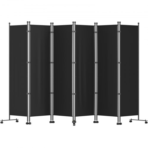 VEVOR 6 Panel Oxford Room Divider, 6 FT Tall, Freestanding & Folding Privacy Screen w/ Swivel Casters & Aluminum Alloy Frame, Oxford Bag Included, Room Partition for Office Home, 121" W x 14" D x 73"H, Black