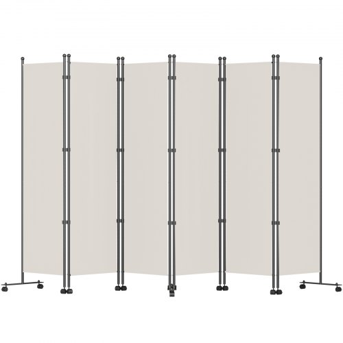 VEVOR 6 Panel Oxford Room Divider, 6 FT Tall, Freestanding & Folding Privacy Screen w/ Swivel Casters & Aluminum Alloy Frame, Oxford Bag Included, Room Partition for Office Home, 121" W x 14" D x 73"H, White