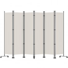 VEVOR 6 Panel Oxford Room Divider, 6 FT Tall, Freestanding & Folding Privacy Screen w/ Swivel Casters & Aluminum Alloy Frame, Oxford Bag Included, Room Partition for Office Home, 121" W x 14" D x 73"H, White