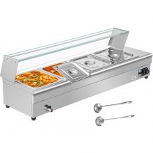 Commercial Food Warmer 4 x 1/2GN Bain Marie Electric Buffet Pan Stainless Steel