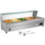 VEVOR 110V Bain Marie Food Warmer 5 Pan x 1/2 GN, 1500W Food Grade Stainelss Steel Commercial Food Steam Table 6-Inch Deep