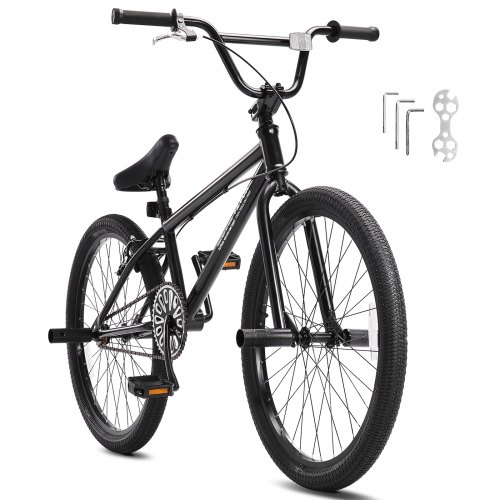 

VEVOR 24-Inch BMX Bike Freestyle Bike Men Kids BMX Bicycle Hi-Ten Steel Frame