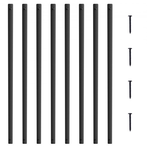 

VEVOR Staircase Metal Balusters, 32.28"x1"x0.2" Flat Aluminum Alloy Decorative Banister Spindles, 51 Pack Deck Baluster with Screws, Classic Hollow Deck Railing Satin Black Powder Coated for Porch