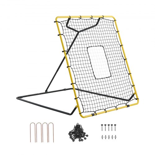 Vevor Baseball Softball Rebounder Net 4 X 4.5 Ft Pitch Back Trainer Target, 4 Adjustable Angles With Strike Zone, Steel Frame, Bounce Back Net For Pit-image