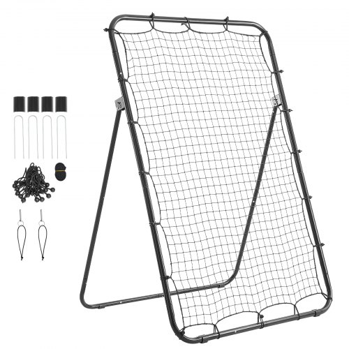 Vevor Baseball Softball Rebounder Net 4 X 6 Ft Pitch Back Trainer Target, 5 Adjustable Angles With Strike Zone, Steel Frame, Bounce Back Net For Pitch-image