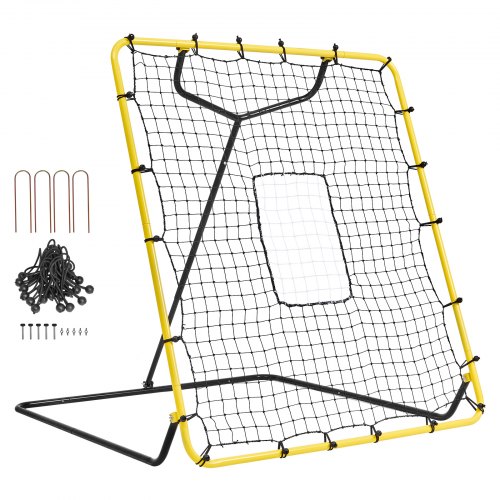 

VEVOR Baseball And Softball Rebounder Net 4x4.5 Ft PitchBack Adjustable Angles