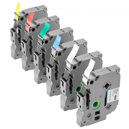 

VEVOR Label Maker Tape 6 Pack 12 mm Colored Label Maker Refills TZe-131 TZe-231
