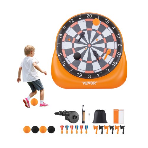 

Inflatable Soccer Dart Board over 6 ft with 4 Kick Ball 6 Darts 6 Axe Pump