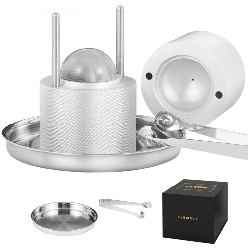 VEVOR Ice Ball Press, 2.4″ Ice Ball Maker, Aircraft Al Alloy Ice Ball Press Kit for 60mm Ice Sphere, Ice Press with Tong and Drip Tray, for Whiskey, C