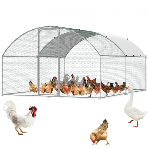 

VEVOR Large Metal Chicken Coop, 9.8x12.9x6.5 ft Walk in Chicken Run for Yard with Waterproof Cover, Doom Roof Hen House with Security Lock for Outdoor and Backyard, Farm, Duck Rabbit Cage Poultry Pen