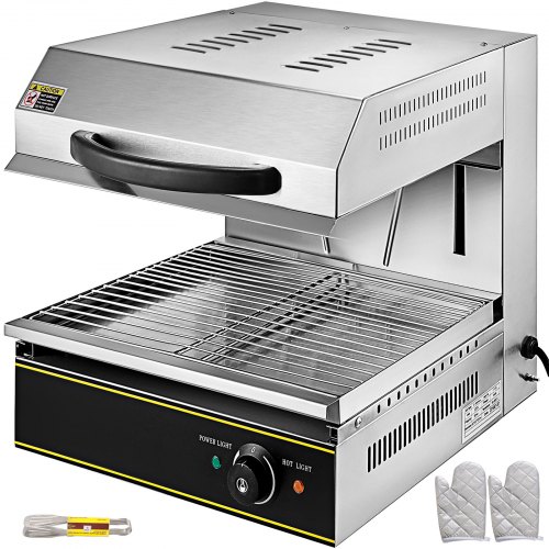 Salamander Broiler Countertop Grill 24x 12 x 10.5 US Stock Electric Cheesemelter Stainless Steel 110V 2000W Adjustable Grid Salamander Oven 50-300℃ for Home and Restaurant Commercial Use 