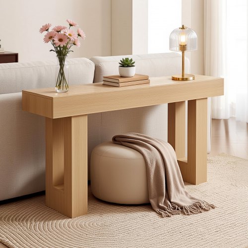 

VEVOR 63 in Console Table, Farmhouse Desk Behind the Couch, Wooden Rectangle Entrance Desk, Narrow Long Sofa Table Accent Stand for Hallway, Bedroom, Living Room, Foyer, Easy Assembly, Burlywood
