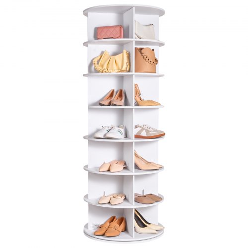 

VEVOR 7 Tiers Rotating Shoe Rack Tower, 360°Spinning Shoe Display, Revolving Shoe Rack Storage Round Carousel, Lazy Susan Shoe Rack Organizer, Ideal for Bedroom, Living Room, Entryway, White