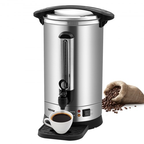 

VEVOR Commercial Coffee Urn, 65 Cups Stainless Steel Large Coffee Dispenser, 1500W 110V Electric Coffee Maker Urn For Quick Brewing, Hot Water Urn with Detachable Power Cord for Easy Cleaning, Silver