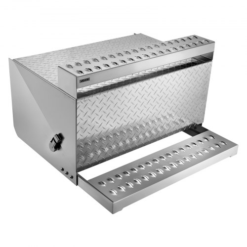 VEVOR Semi-Truck Step Tool Box, 31"" x 30"" x 19"" Heavy Duty Aluminum Diamond Plate Toolbox, Waterproof Cab Entry Step Storage Box with Shock-Absorbing