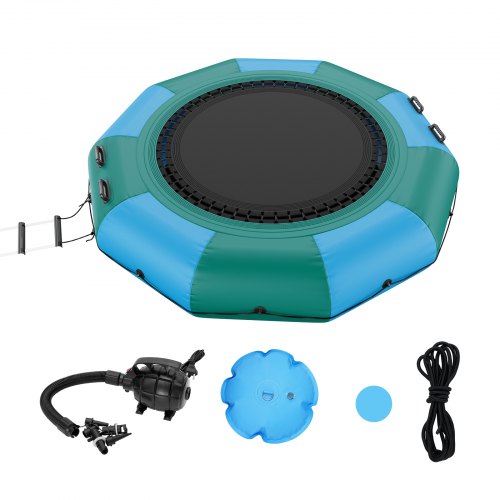 VEVOR Inflatable Water Bouncer, 6.5ft Recreational Water Trampoline, Portable Bounce Swim Platform with 3-Step Ladder & Electric Air Pump, Kids Adults Floating Rebounder for Pool, Lake, Water Sports