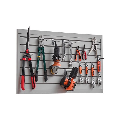 VEVOR Slat Wall Paneling, 2 x 4 ft, PVC Garage Slatwall with Modular Design, Grey Slat Wall Easy-to-Install Adjustable Slatwall Panel with Coupling St