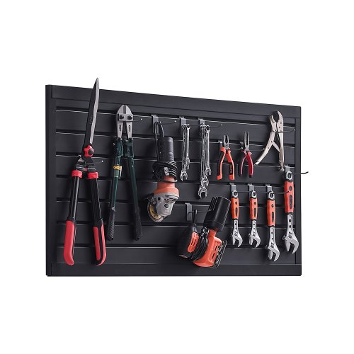 VEVOR Slat Wall Paneling, 2 x 4 ft, PVC Garage Slatwall with Modular Design, Black Slat Wall Easy-to-Install Adjustable Slatwall Panel with Coupling S