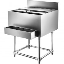 Stainless Steel Underbar Ice Bin Standing Cooler 61x53 cm Ice Chest for Bar