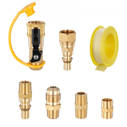 VEVOR 7 Pcs RV Propane Quick Connect Fitting 1/4-Inch NPT x 3/8-Inch Flare