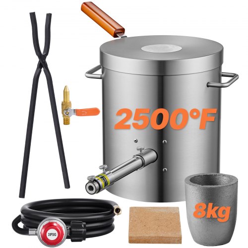 

VEVOR Propane Melting Furnace Kit, 8KG/18lbs Gas Metal Melting Furnace Kit, Foundry Home Kiln with Crucible, Tongs, Wooden Handle, Smelting Casting Tool for Gold Silver Copper Aluminum Metal Recycle