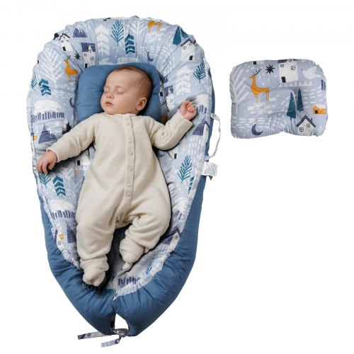 

VEVOR Baby Lounger 100% Cotton Newborn Nest Sleeper with Headrest and 2 Covers