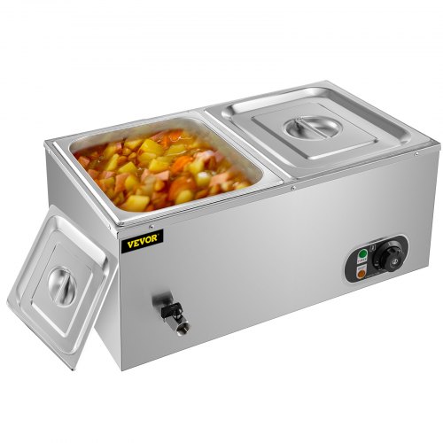 Bain Marie Food Warmer 2pans 850w Buffet Steam Table Steamer Wet Heat Countertop