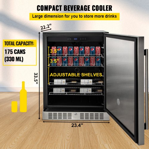 Built-in Beverage Cooler Free Standing 4-Layer Stainless Steel 150L Reversible 