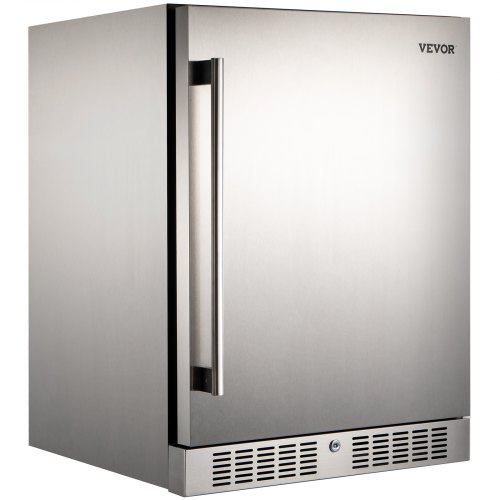 VEVOR Outdoor Refrigerator, Built-in 24 Undercounter Refrigerator, 5.5 Cu.ft. Built-in Beverage Refrigerator, Stainless Steel Compact Refrigerator Mi