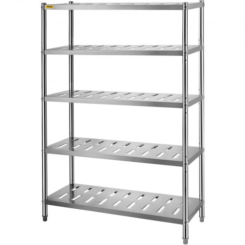 

VEVOR Storage Shelf, 5-Tier Storage Shelving Unit, Stainless Steel Garage Shelf, 47.2 x 17.7 x 70.9 inch Heavy Duty Storage Shelving, 661 Lbs Total Capacity with Adjustable Height and Vent Holes