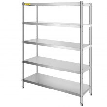 Stainless Steel Racking Shelf 122x183 cm Commercial Shelf Storage Racks 5 Tier