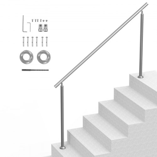 

VEVOR Handrails for Outdoor Steps, 180cm Length Stair Hand Rail Kit, Transitional Stainless Steel Railings with Installation Kit, Double-column Staircase Handrails for Seniors,Porch & Deck
