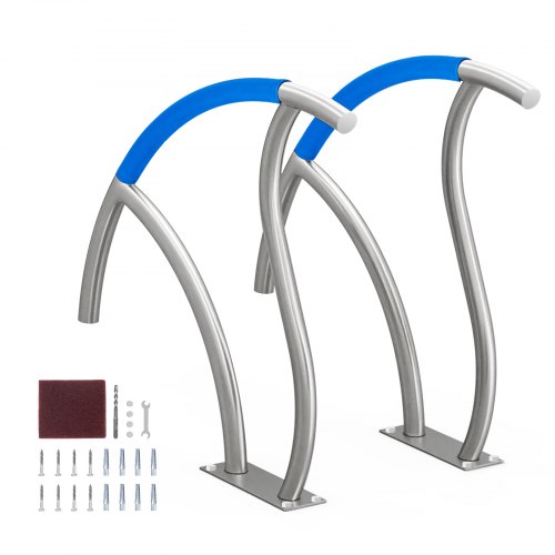 

VEVOR Pool Handrail, 2 PCS 76.2 x 76.2 cm Pool Railing, Stainless Steel with Base Plate for Indoor/Outdoor Pools,Swimming Pool Safety Railing for Decks,Rust-Proof Grab Bar w/ Grip Cover&Accessories for Spas