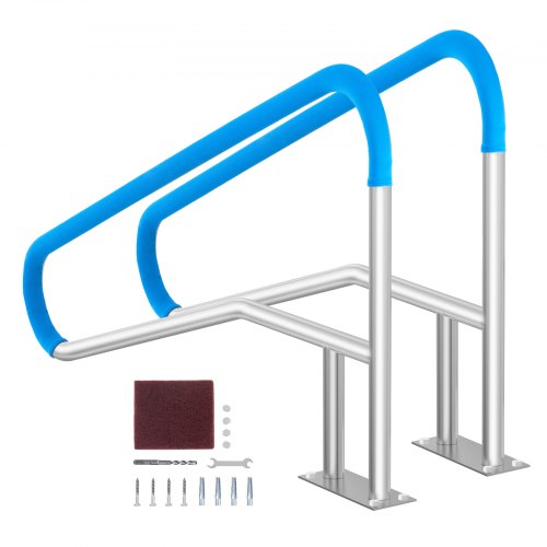 

VEVOR Pool Handrail, 2 PCS 55 x 32 inch Pool Railing, Stainless Steel with Base Plate for Indoor/Outdoor Pools,Swimming Pool Railing for Decks,Rust-Proof Grab Bar w/ Grip Cover&Accessories for Spas