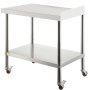 VEVOR Stainless Steel Work Prep Table Kitchen Work Table 24x15in w/ 4 Casters