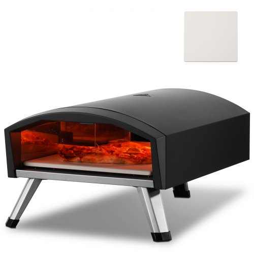 

VEVOR Outdoor Pizza Oven, 12" Gas Fired Pizza Maker, Portable Outside Pizza Grill with Thickened Cordierite Pizza Stone, Waterproof Cover, Iron Spray Gas Oven with Foldable Leg for Camping & Backyard