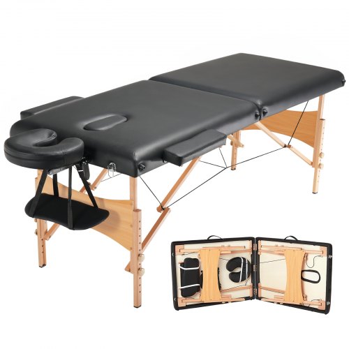 

VEVOR Portable Massage Table 28" W, 2 Folding Lightweight Massage Table, 8-Level Height Adjustable Salon Tattoo Bed, Spa Table with Headrest, Armrests, Hand Pallet & Carrying Bag, 600LBS