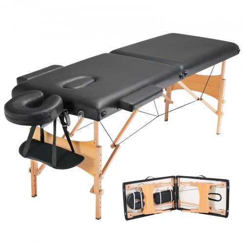 

VEVOR Portable Massage Table 24" W, 2 Folding Lightweight Massage Table, 8-Level Height Adjustable Salon Tattoo Bed, Spa Table with Headrest, Armrests, Hand Pallet & Carrying Bag, 600LBS