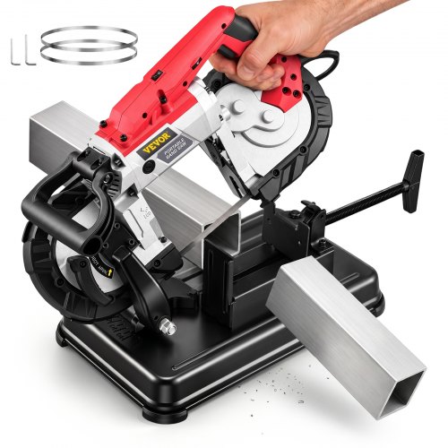 

VEVOR Portable Band Saw, 110V Removable Alloy Steel Base Cordless Band Saw, 5 Inch Cutting Capacity Hand held Band Saw,Variable Speed Portable Bandsaw, 10Amp Motor Deep Cut Band saw for Metal Wood