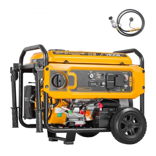

VEVOR Portable Generator, Gasoline 4650W Peak Watt & LPG 4130W Peak Watt Dual Fuel Generator, Home Backup Generators with Electric Start, Gasoline & LPG Powered, CO Sensor, 20A & 50A Outlets