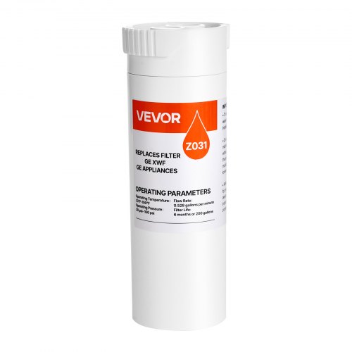 

VEVOR Refrigerator Water Filter Replacement, Carbon Block Filtration for Clear Drinking Water, Certified to Reduce Chlorine, Taste & Odor, Lead, Sediments, 70+ Contaminants, White, 1 Pack